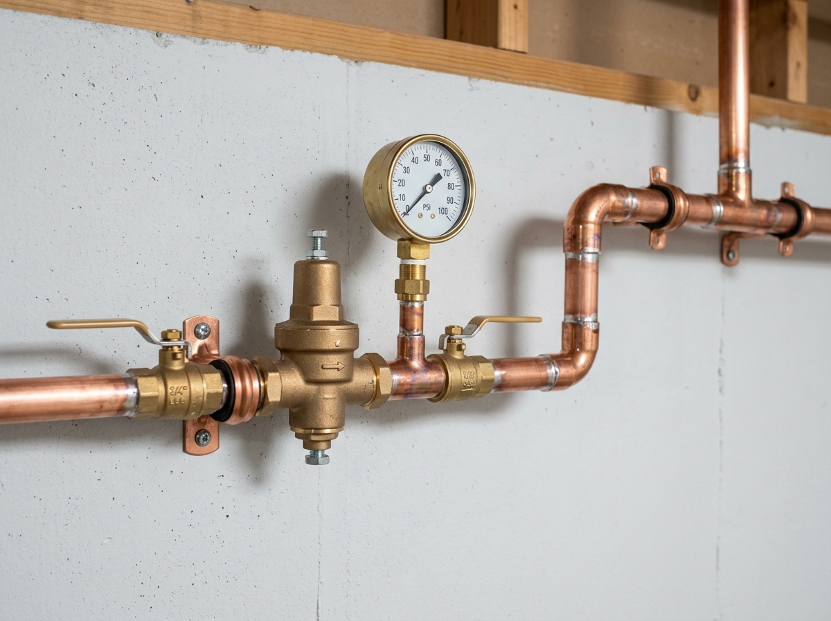 Finished professional plumbing installation with PRV calibration in Raleigh, NC